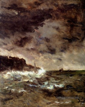 Alfred Stevens Une nuit orageuse Paysage marin Peinture à l'huile